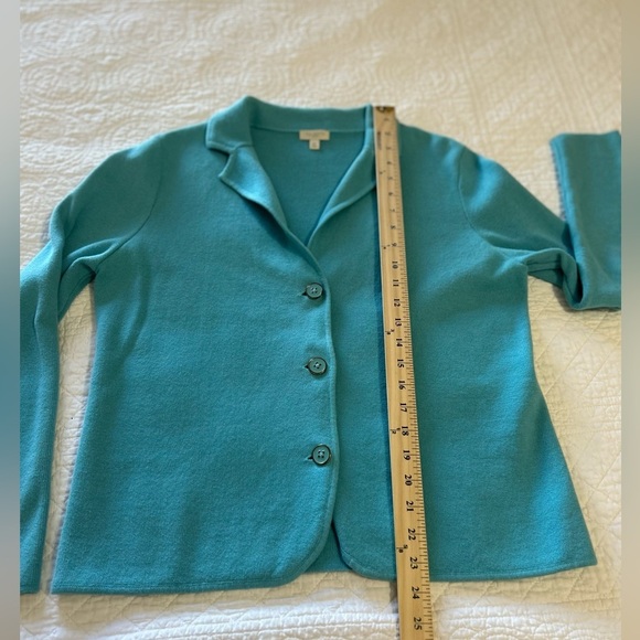 Talbots “Robins Egg Blue” Sweater Cardigan with Collar. Size Medium Peti… - Picture 5 of 6